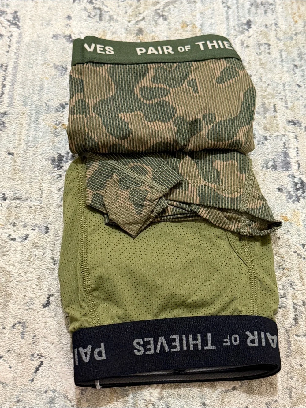 Pair of Thieves Men’s Mesh Boxer Briefs — Olive Camo & Black mens XL